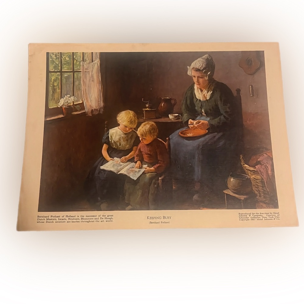 1940s Mead Johnson Medical Advertising Mother & Child Art Print Set Antique